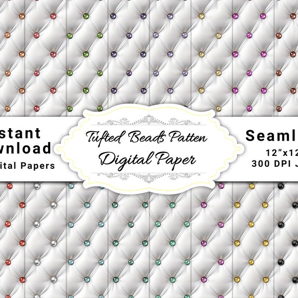 Tufted Beads Pattern Digital Paper-Quilted backgrounds, Tufted digital paper, printable quilting texture, tufted background, quilted texture