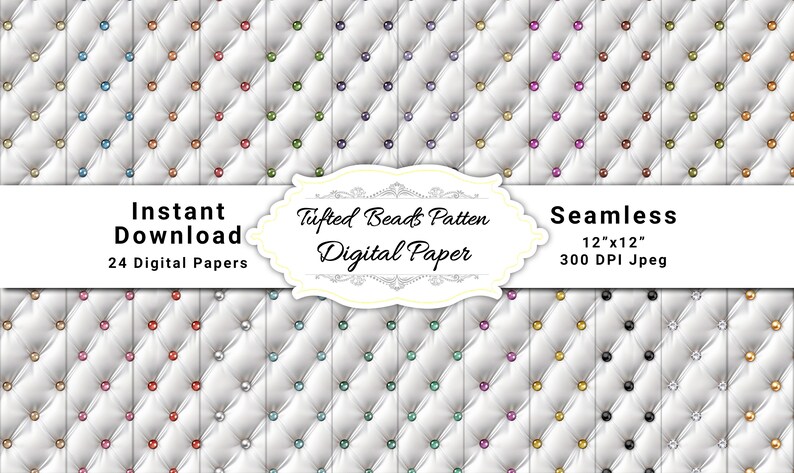 Tuft Patterns Tufted Beads Pattern Digital Paper-quilted Backgrounds, Tufted Digital ...