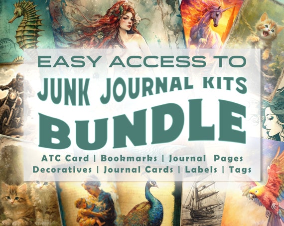 Entire Junk Journal Kit Mega Bundle PNG | Whole Shop Listings, High-Quality 300 DPI Artworks, Retro Sublimation Designs, Instant Download