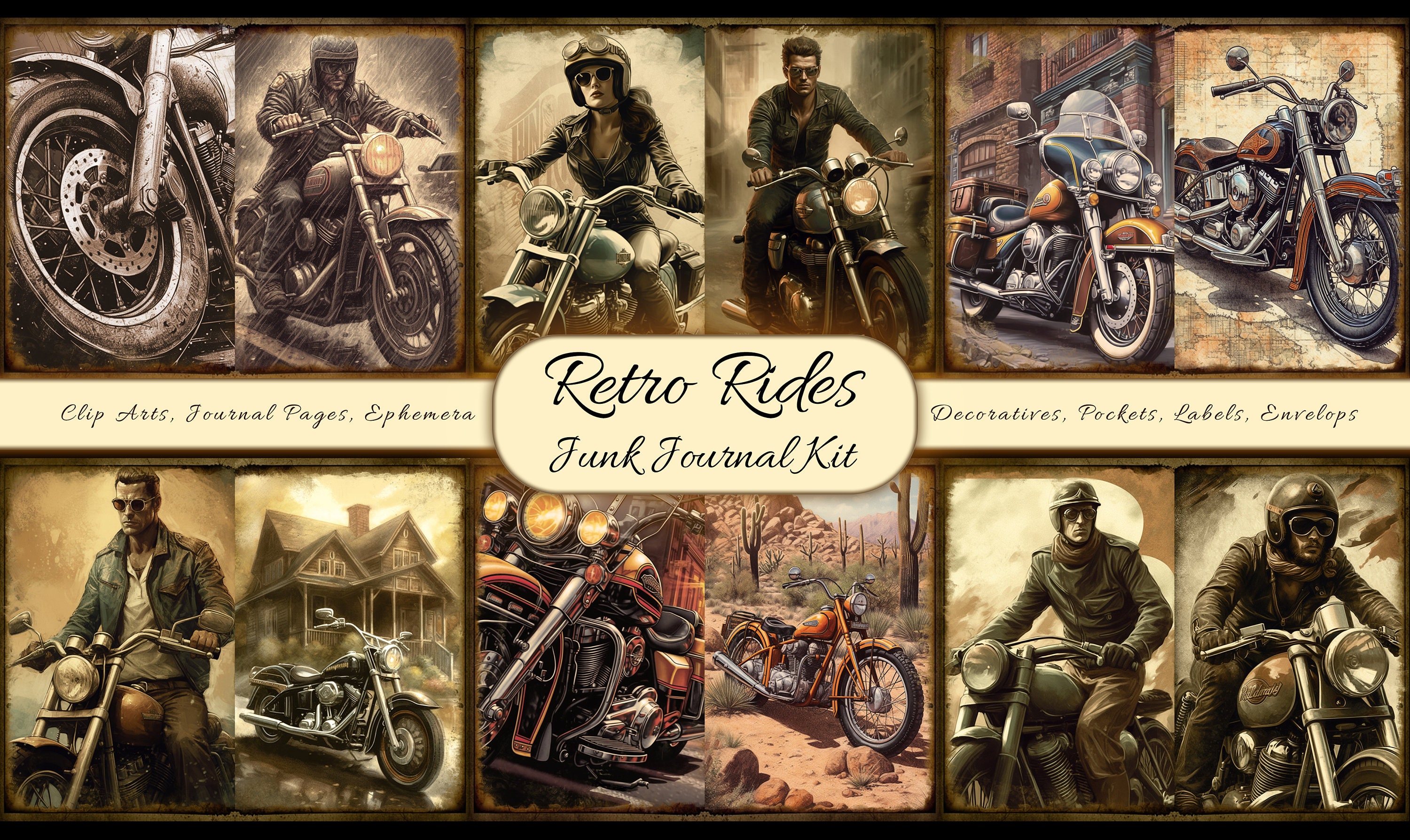 Vintage Motorcycles Junk Journal Kit Printable, Ephemera Pack ...