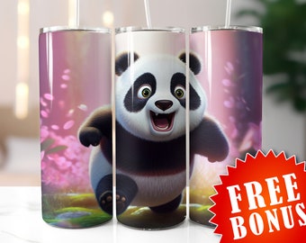 Seamless Panda tumbler wraps, 20oz and 30oz Sublimation Tumbler, Straight and Tapered Skinny Tumbler Wrap PNG,Panda tumbler png, PNG