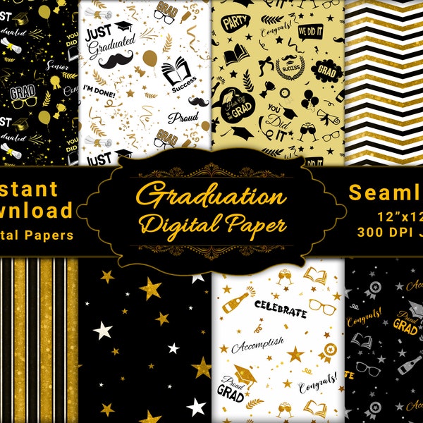 Seamless Graduation digital paper Backgrounds, printable digital paper, graduation pattern background printable, Mixed Paper Sets,