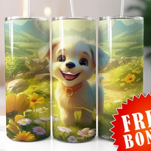 Seamless dog tumbler wrap, puppy tumbler png , 20oz  and 30oz Sublimation Tumbler, Straight and Tapered Skinny Tumbler Wrap PNG,  PNG