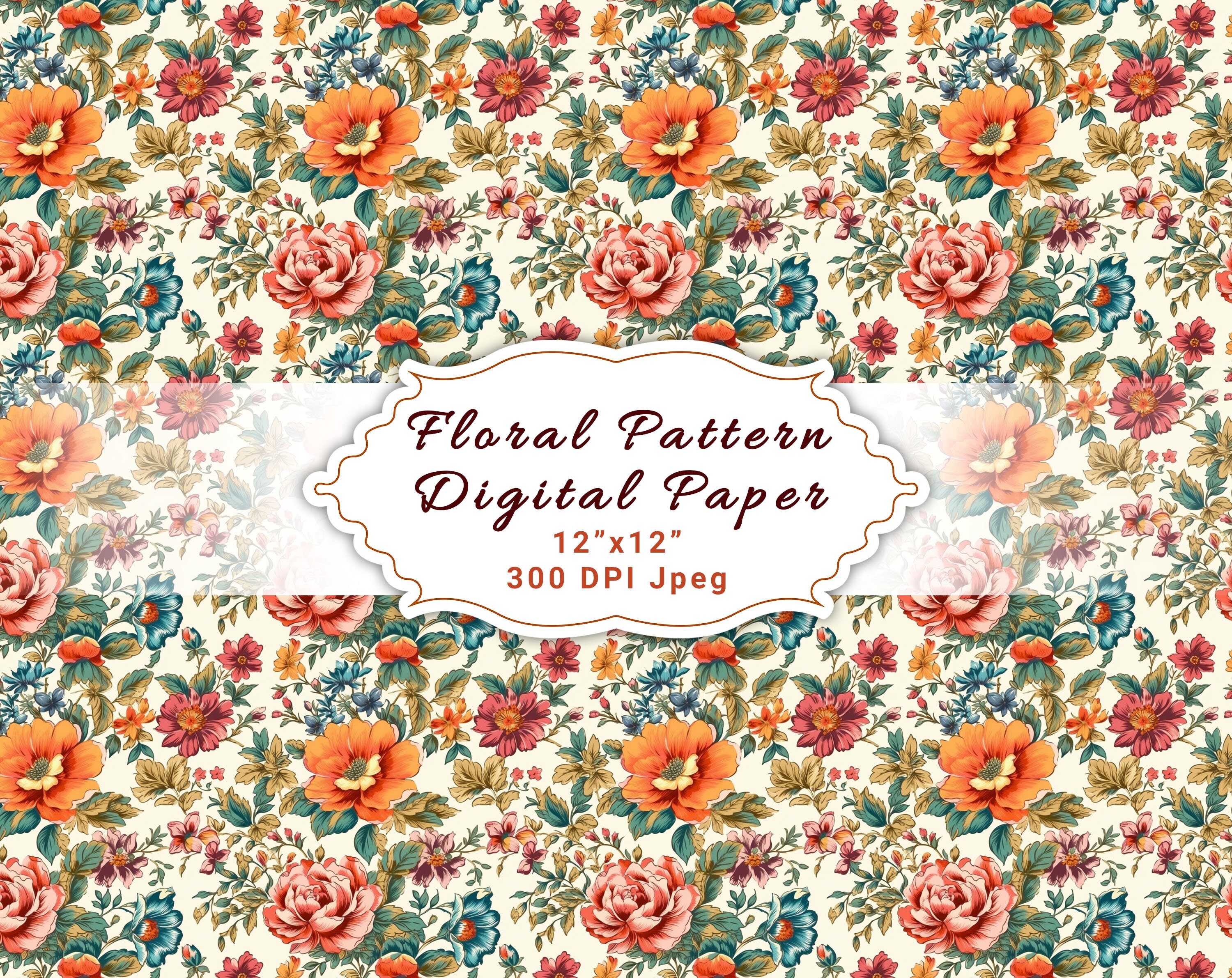 Pdf Patterned Paper Floral Pattern Digital Paper, Printable Papers, Digital Scrapbook Paper ...