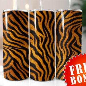 Seamless Tiger Tumbler Wraps, 20oz & 30oz Sublimation Tumbler, Tiger Design, Tiger Tumbler, Tiger Skin Tumbler, Wrap Design, Digital Print