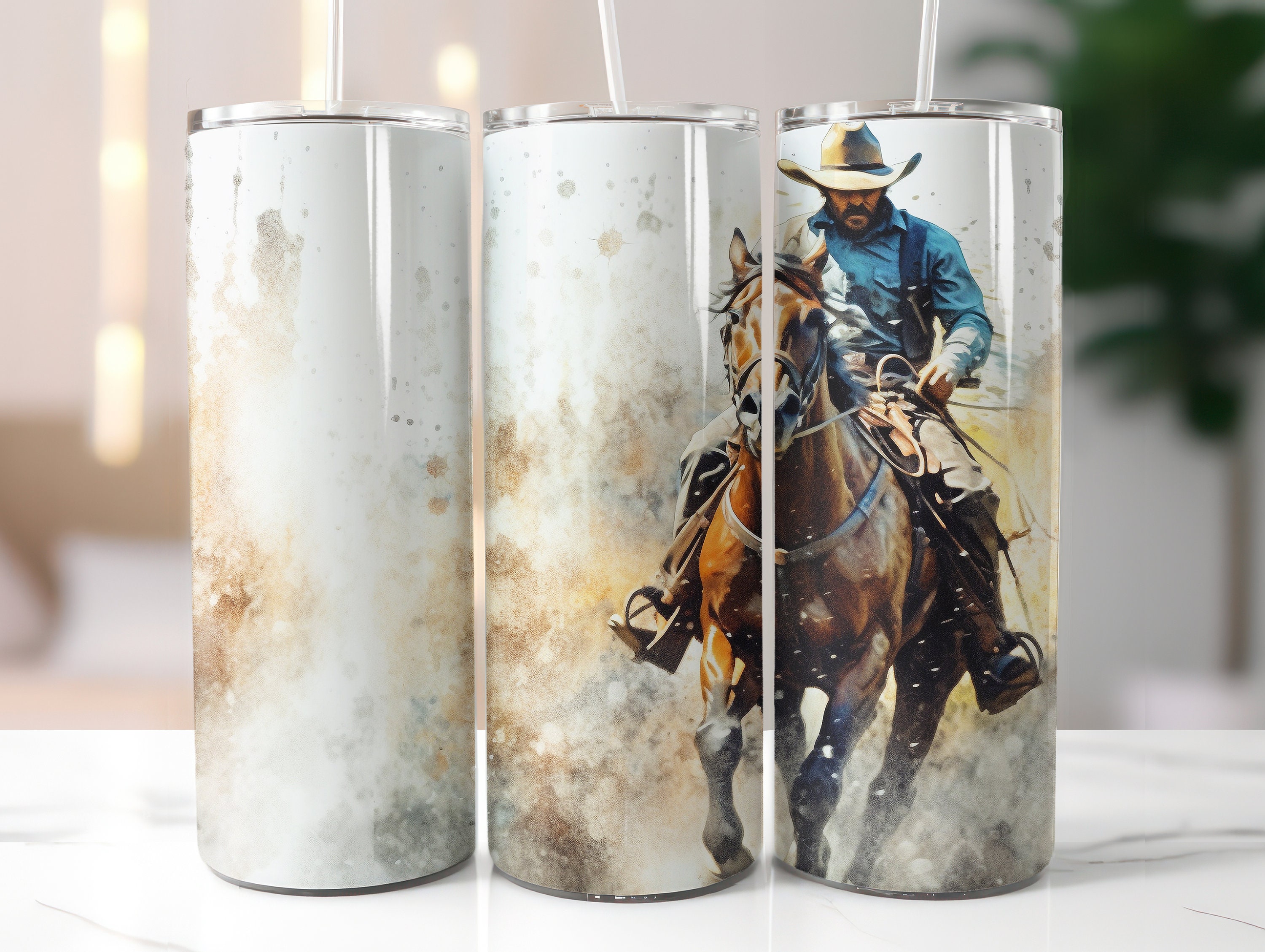 Seamless Watercolor Cowboy Tumbler Wrap, 20oz and 30oz Sublimation ...