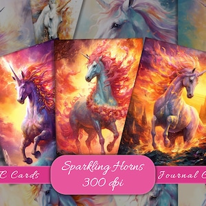 Unicorns ATC Cards, Printable Journaling Cards, Scrapbooking, Junk Journal Cards, ATC Patch, Digital Paper,  Digital Download,  Ephemera