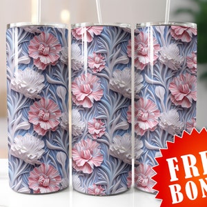 3d January birth flower tumbler wrap, January flower tumbler, Sublimation Seamless Designs - 20oz & 30oz  Tumbler, birth flower design