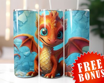 3d dragon tumbler wrap, Sublimation Seamless Designs - 20oz & 30oz  Skinny Tumbler, dragon tumbler, dragon design, cute dragon tumbler, png