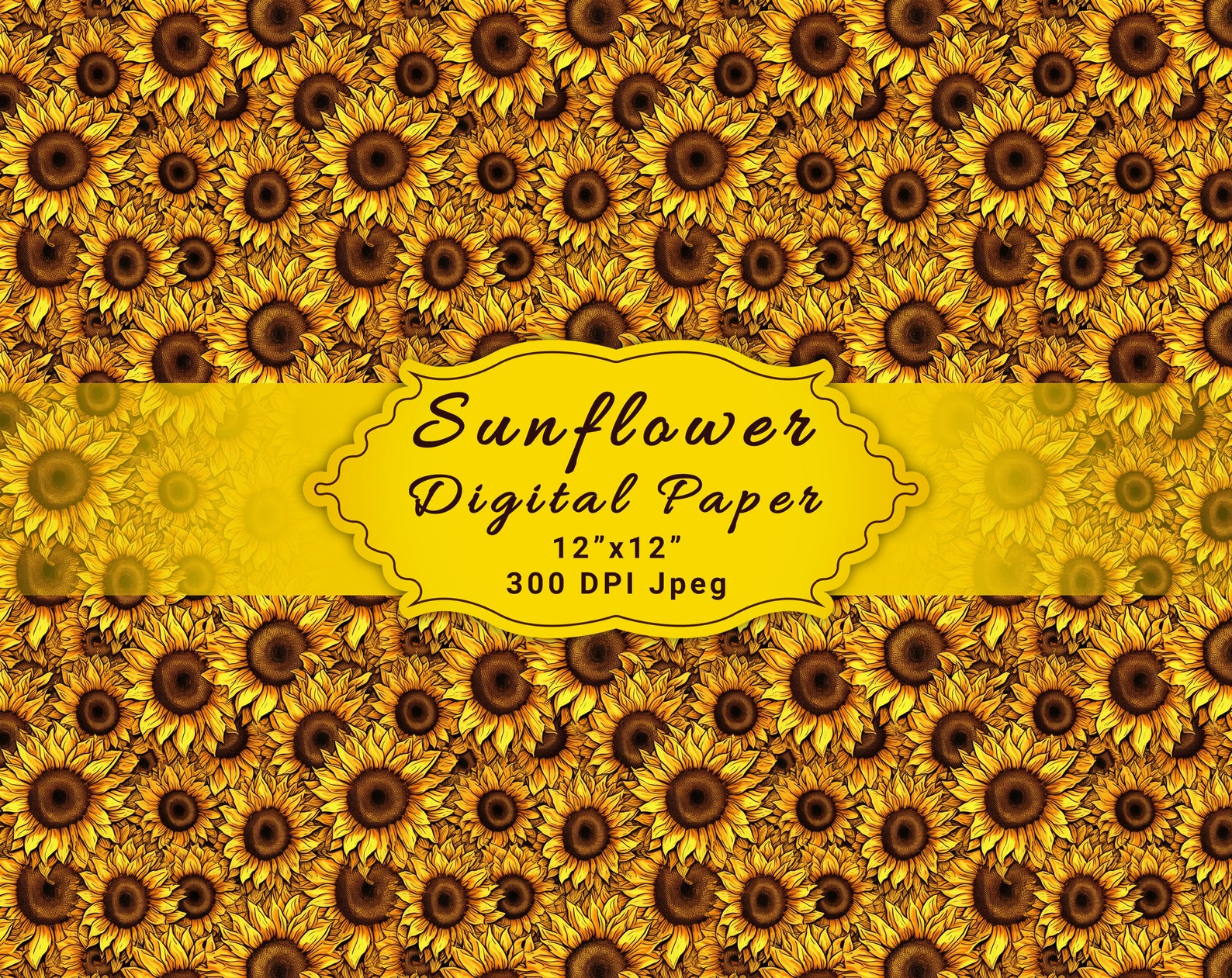 Sunflower Digital Paper, Printable Papers, Digital Scrapbook Paper ...