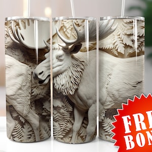 Seamless 3d moose tumbler wrap, 20oz & 30oz Sublimation Tumbler, moose design, marble carved tumbler png, moose tumbler, moose tumbler wrap