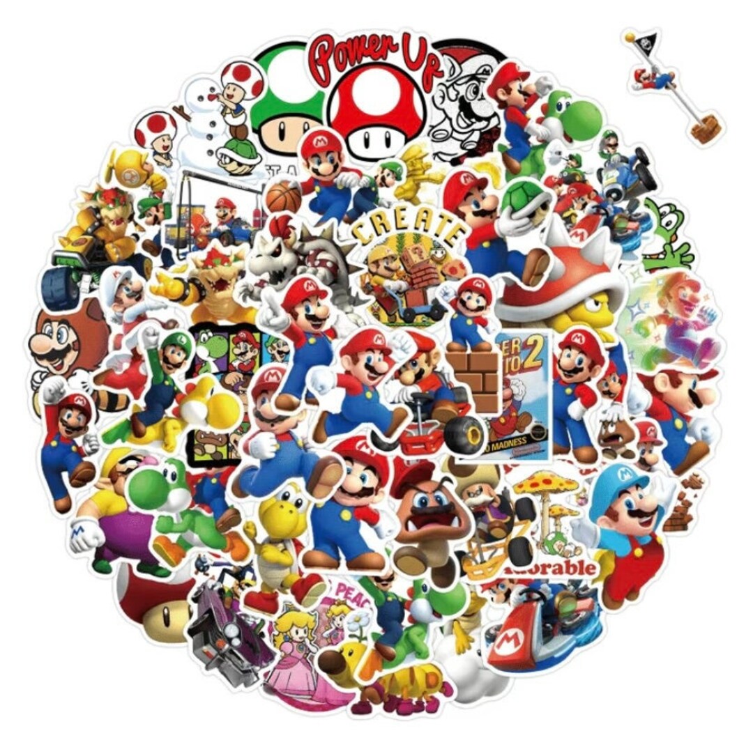 5 Super Mario Brothers Sticker Pack Bundle 5 Random Luigi Etsy