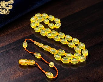 Meister Hikmet AlSaid Handgefertigte leuchtende Custom Cast Tasbih, strahlende transluzente Gebetskette, Luxussammler Misbaha Men Rosenkranz