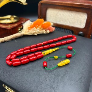 Tasbih de ámbar rojo hecho a mano / 14,5 g / Cuentas de oración / Misbaha de estilo vintage / Tesbih artesanal
