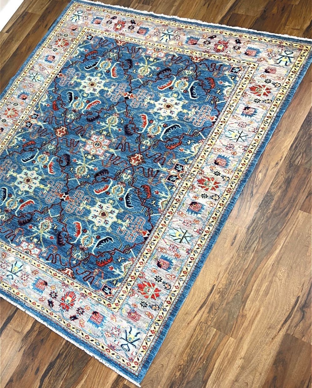 6x9 Navy Blue Oriental Area Rugtabriz Persian Style Afghan Hand