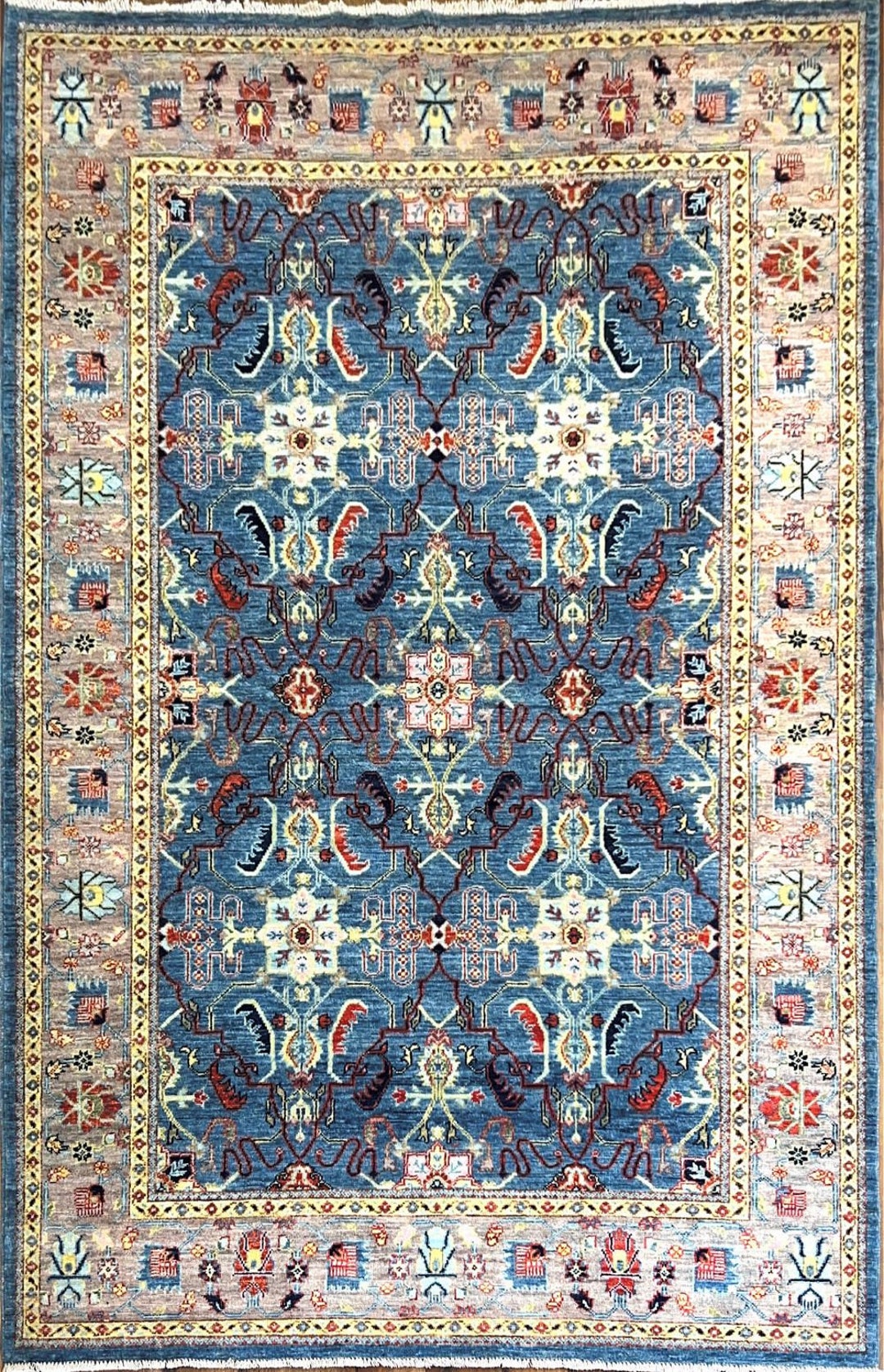 6x9 Navy Blue Oriental Area Rugtabriz Persian Style Afghan Hand