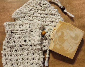 100% Hemp Soap Saver, Crochet Pouch, Soap Pouch, Natural, Body Scrubber, Gentle Exfoliation, Hanging Soap Holder, Zero Waste, Gifts for Her