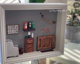 Miniature Nursery Replica Baby Gift/Shadow Box Gift/Baby Keepsake/Baby Shower Gift/Memory Gift for Baby