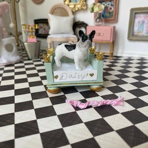 1:12 Scale Miniature Fancy Dog Bed/Princess Dog Bed for Dollhouse/Miniature Pet Bed/Miniature Cat Bed image 4