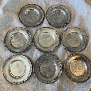 Set of 8 Antique / Vintage Southington English Silver Plated Butter Pat / Plates