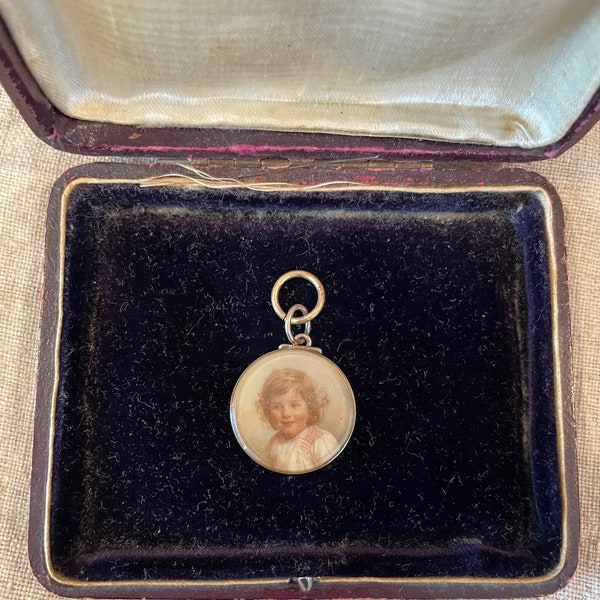 RARE FIND Antique Victorian Gold Filled Hand Painted Portrait Two Sided Locket 1800's