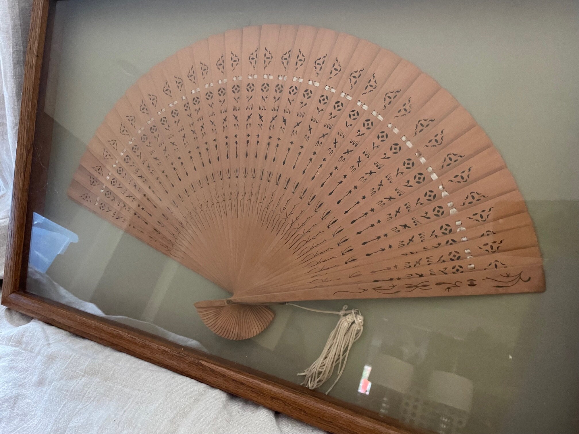 Antique Ladies Hand Fan in Oak Frame - Etsy