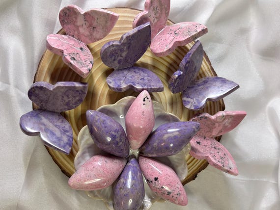 Peruvian Rhodonite and Purple Jade Butterfly Carving and Shiva