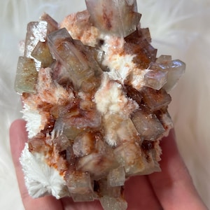 Green Apophyllite with Hematite inclusions on Okenite