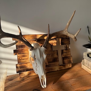 Rustic European Mount Wall Plaque with Cross - Torched Wood and Polyeurathane