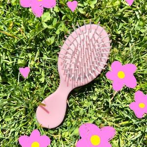Mini spazzola per capelli rosa, spazzola da viaggio