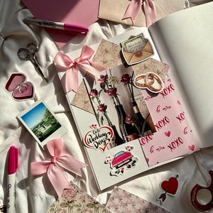Kit de scrapbook de casamento, presente de papelaria para scrapbooking e diário de objetos