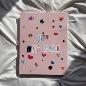 Nuestro álbum de recortes de un año, regalo de álbum de recortes del primer aniversario, 110 hojas, 11 x 8,5 pulgadas