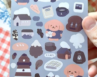 Island Morning Stickerbogen, Winter Skandinavien, Jahreszeit, Deko, Journaling kawaii