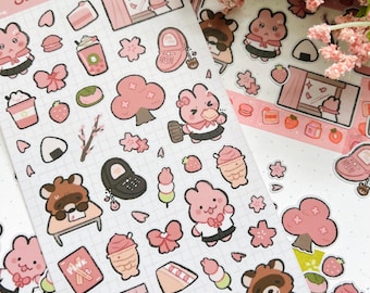 Sakura Schule Stickerbogen, Kawaii Planner Sticker