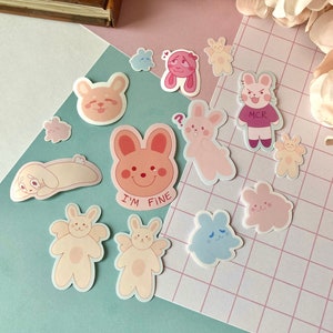 Adesivi a forma di coniglietto, carinissimi articoli di cancelleria kawaii, diario planner, natura, animali, regalo