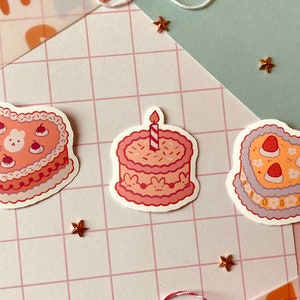 Cake sticker, cute kawaii stationary, planner journal, birthday gift, dessert