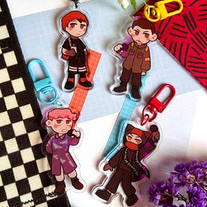 TØP acrylic keychains, charms cute kawaii chibi, twenty one pilots blurryface trench clancy scaled and icy