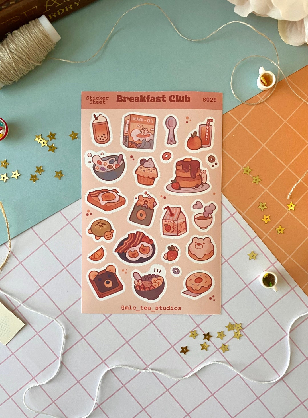 Breakfast Sticker Sheet Cute Kawaii Stationary Planner - Etsy