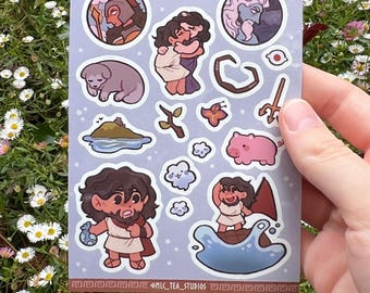 Odyssey sticker sheet, Odysseus Penelope Greek mythology, stationary bujo cute kawaii
