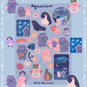 Foglio di adesivi per acquari, grazioso regalo kawaii, diario, calendario, oceano, estate, spiaggia, tropicale