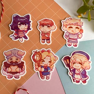 Dungeon meshi stickers, cute kawaii anime manga, stationary, falin marcille laios senshi chilchuck izutsumi