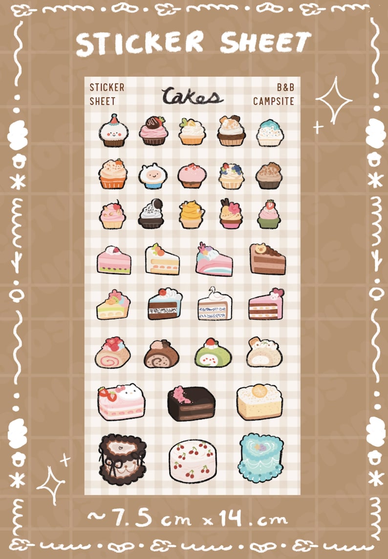 Mini Cakes Sticker Sheet, Kawaii Planner Stickers - Etsy