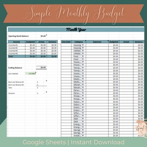 SIMPLE Monthly Budget template