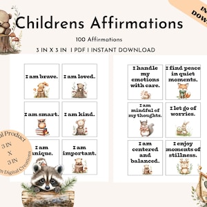 Affirmationen für Kinder, 100 Kinder Affirmationen, positive Affirmation, Ermutigungskarte, psychische Gesundheit, Kinder inspirierend, emotional,