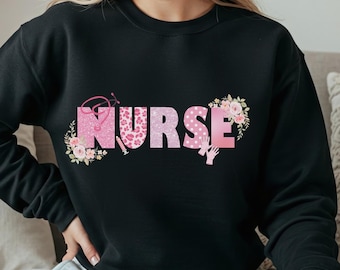Nurse PNG for Nurses Week I Cute Pink Nurse Sublimation Design I RN Graphic Clipart I Nursing I Floral I Nursing Design