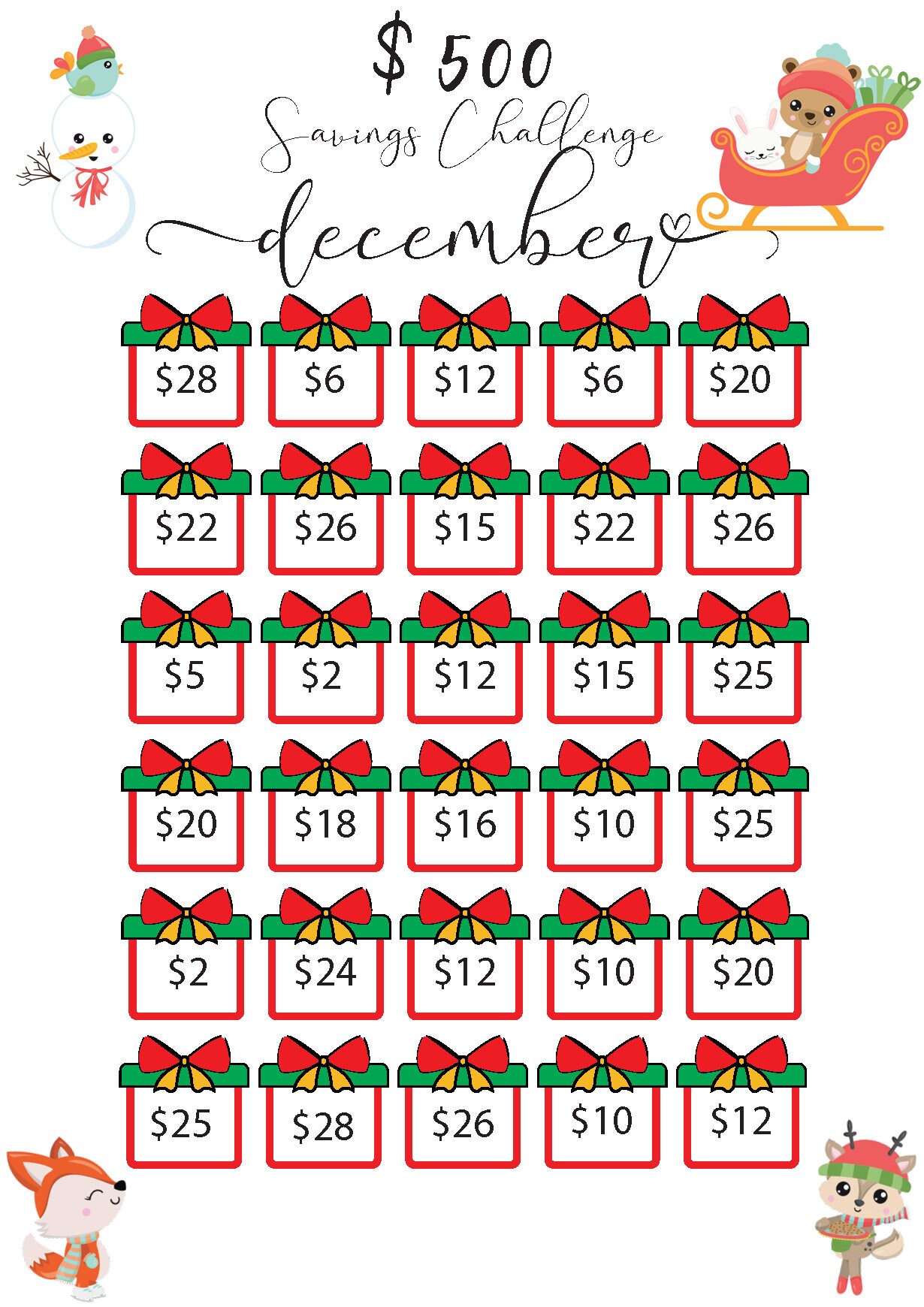 Printable Monthly Saving Challenge I Money Challenge I Savings Tracker