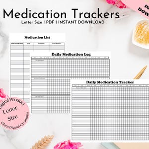Daily Medication Tracker, Medication List, Medication Log, Printable, Medication Sheet, Monthly Tracker, Health, Medication Record, PDF