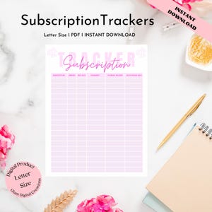 Budget Planner Printable I Subscription Tracker I Budgeting I Financial Planner I Subscription Spending I Expense Tracker I Planner Insert