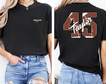 Camiseta de fútbol personalizada para mamá, colores cómodos, camiseta para mamá, fútbol, personalizada, número de camiseta, temporada de fútbol de otoño, camiseta de mamá de fútbol