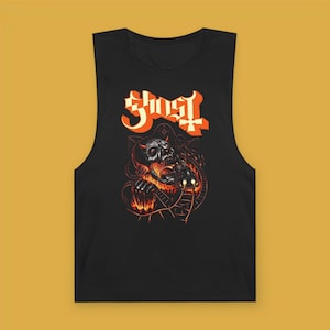 Ghost Goth Metal Tank Top | Gothic Graphic Tee | Metalhead Shirt | Alt Fashion Top | Dark Art Apparel | Heavy Metal Gift image 1